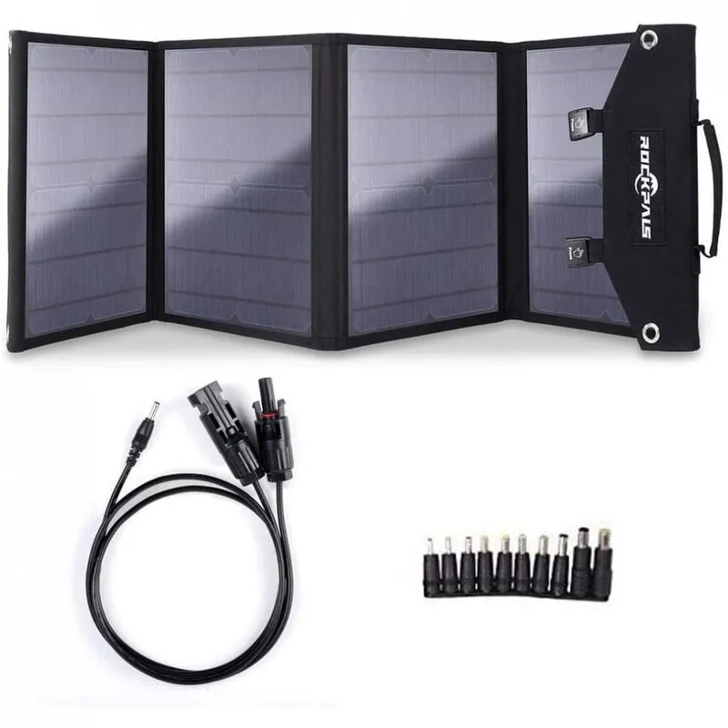 Rockpals Painel Solar Carregador portátil Dobrável p geradores c USB 100W 5V 1 unidade
