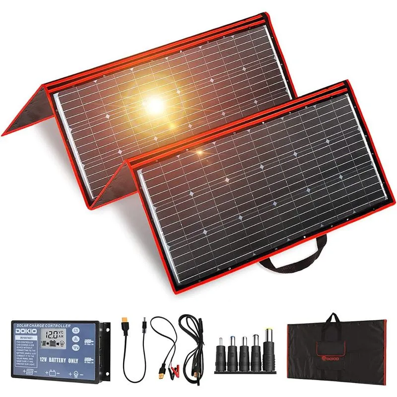 DOKIO Kit Painel Solar dobrável monocristalino c controlador de carregador 300W 12V 1 unidade