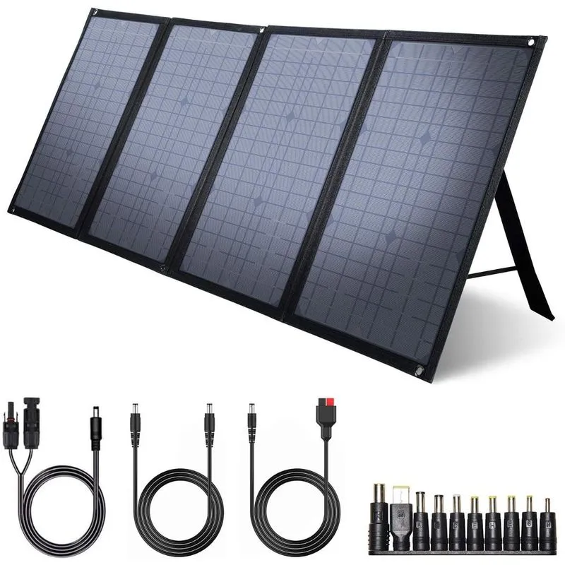 iClever Painel Solar carregador portátil dobrável para geradores 100W 12V 1 unidade
