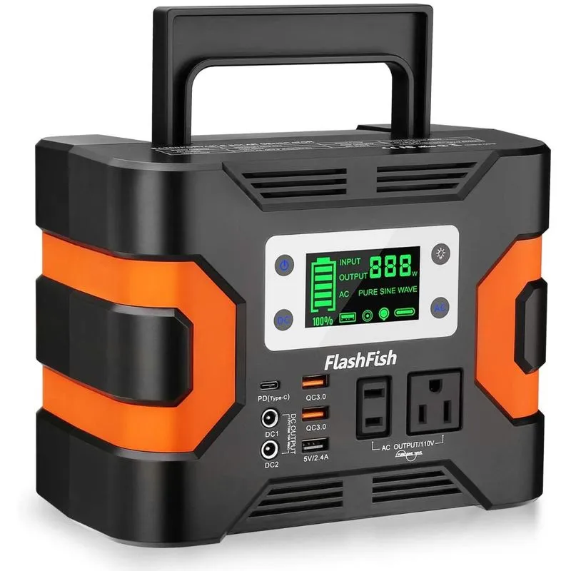 FF FLASHFISH GeradorAcumulador de energia ElétricoSolar portátil c USB 1660V 330W 110V c 2 tomadas