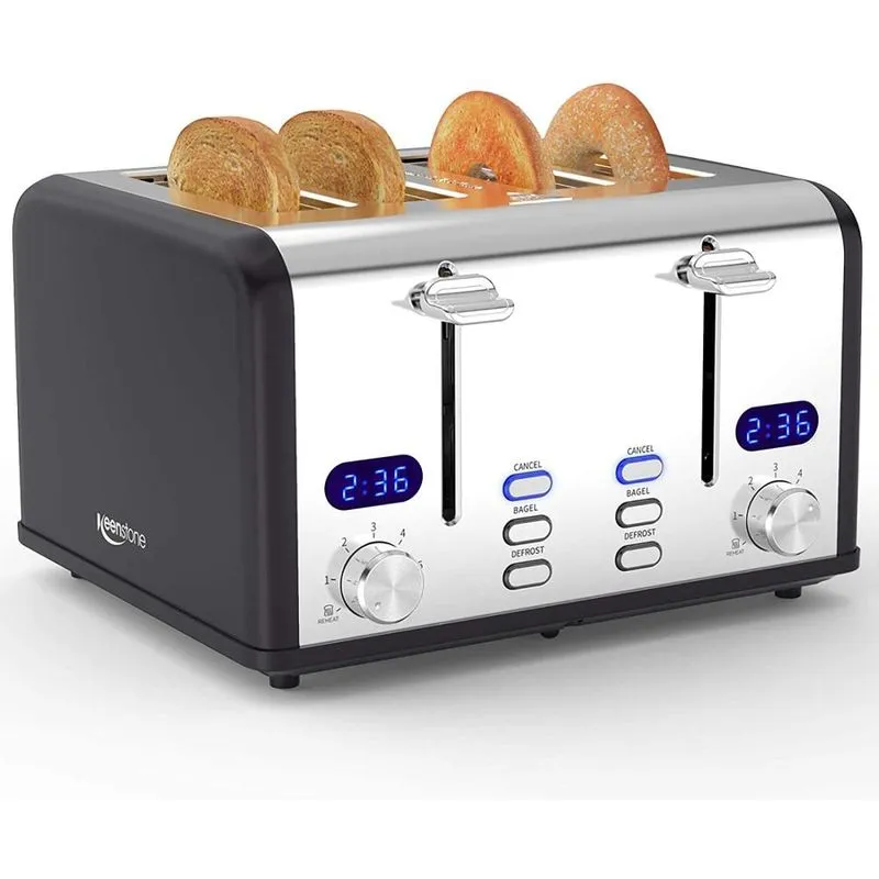 Keenstone Torradeira, c/ 4 fatias, 1650 W, 110V, preta.
