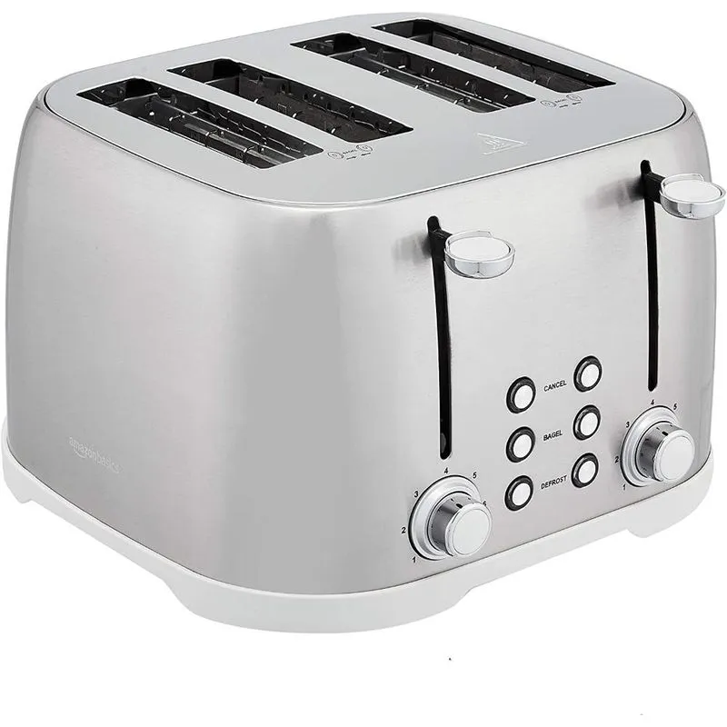AMZ Torradeira, c/ 4 fatias, 1600 W, 110V, prata.