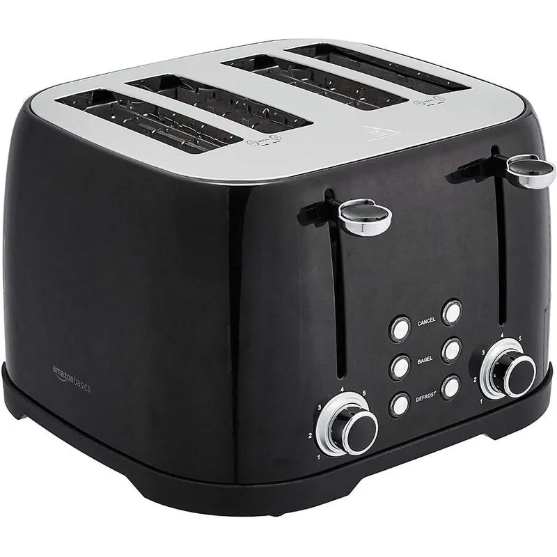 AMZ Torradeira, c/ 4 fatias, 1600 W, 110V, preto.