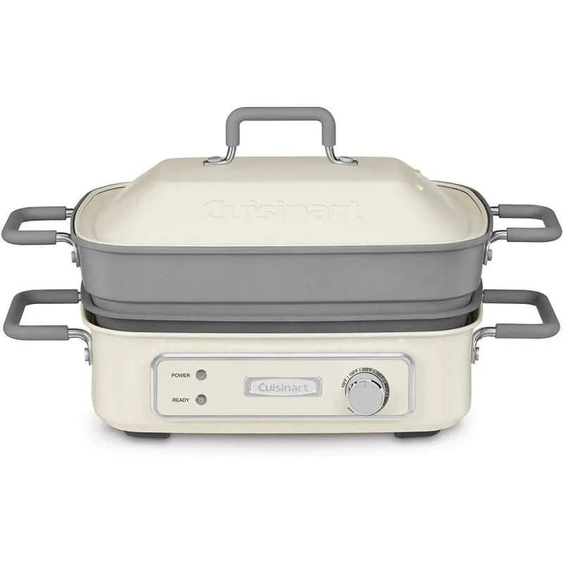 Cuisinart Churrasqueira Elétrica, multifuncional, p/ 7 pessoas, 5 litros, 1400 W, 110V, branca.
