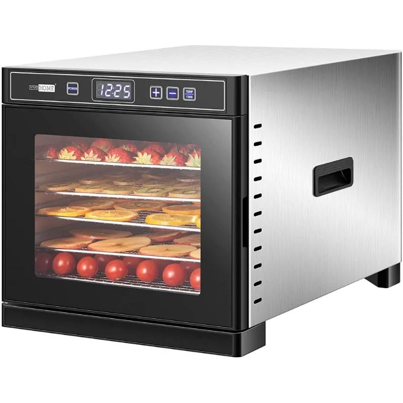 VIVOHOME Máquina Desidratadora de Alimentos com 6 bandejas, 600W 110V, Aço Inoxidável.