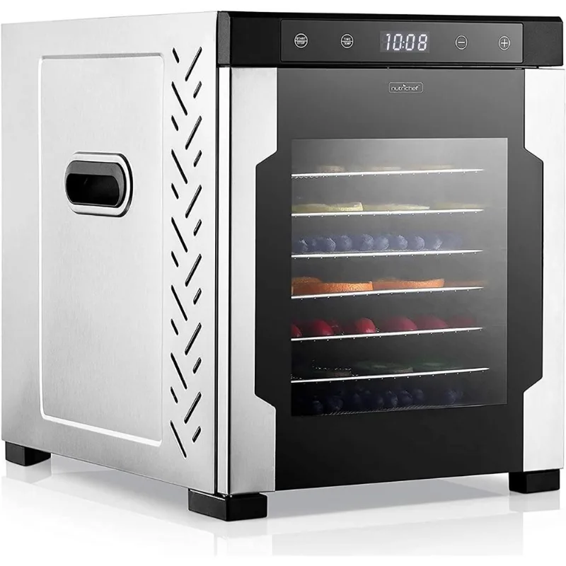 NutriChef Máquina Desidratadora de Alimentos com 10 Bandejas, 900W, 110V, aço inoxidável.