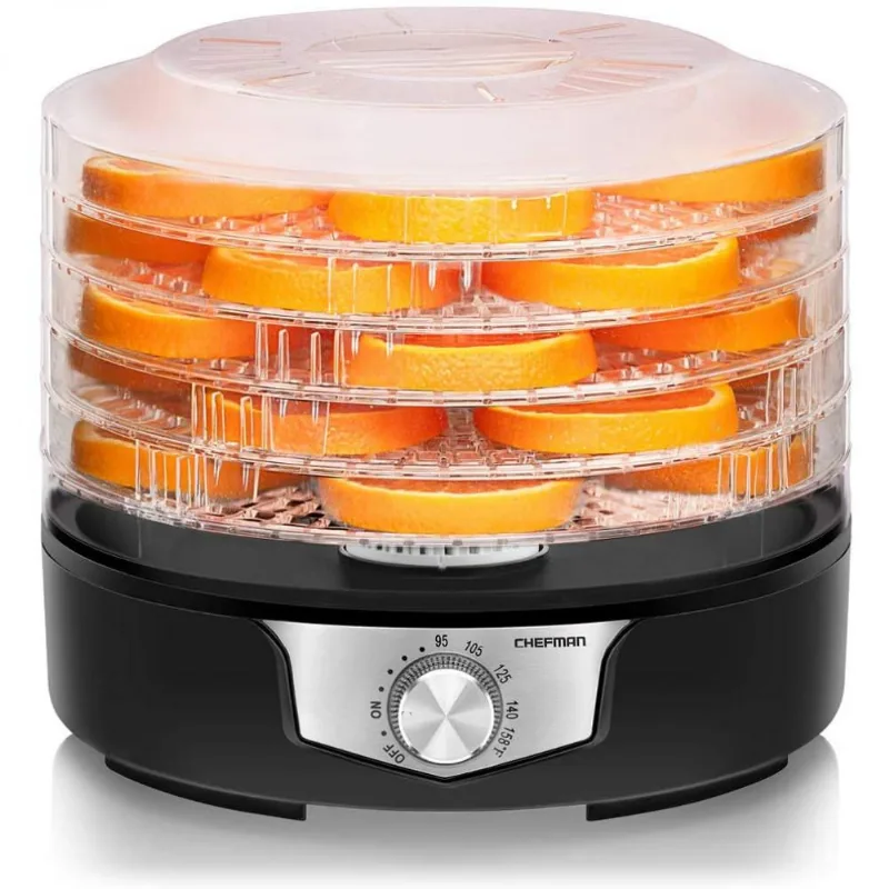 Chefman Máquina Desidratadora de Alimentos com 5 bandejas, 350W 110V, Preta.