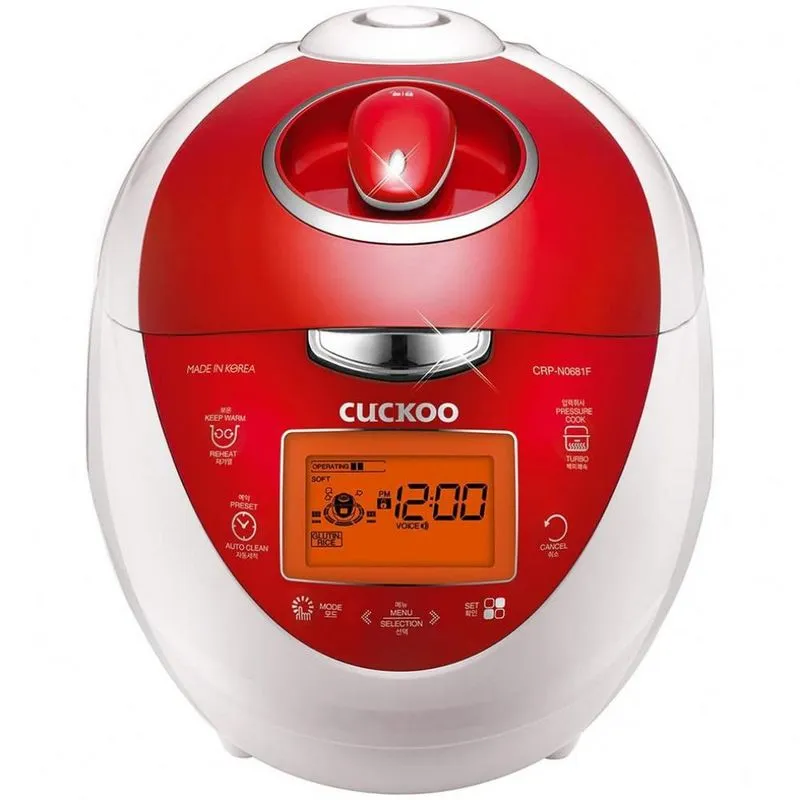 Cuckoo, multifuncional e programável, panela elétrica de arroz, 6 xícaras e algoritmo de cozinha inteligente, vermelho