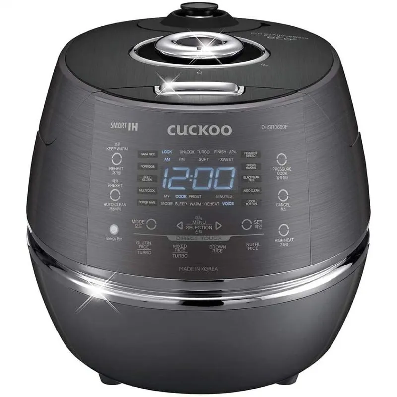 Cuckoo CRPDHSR0609FD panela elétrica multifuncional e programável por indução aquecimento pressão arroz 6 xícaras cinza escuro