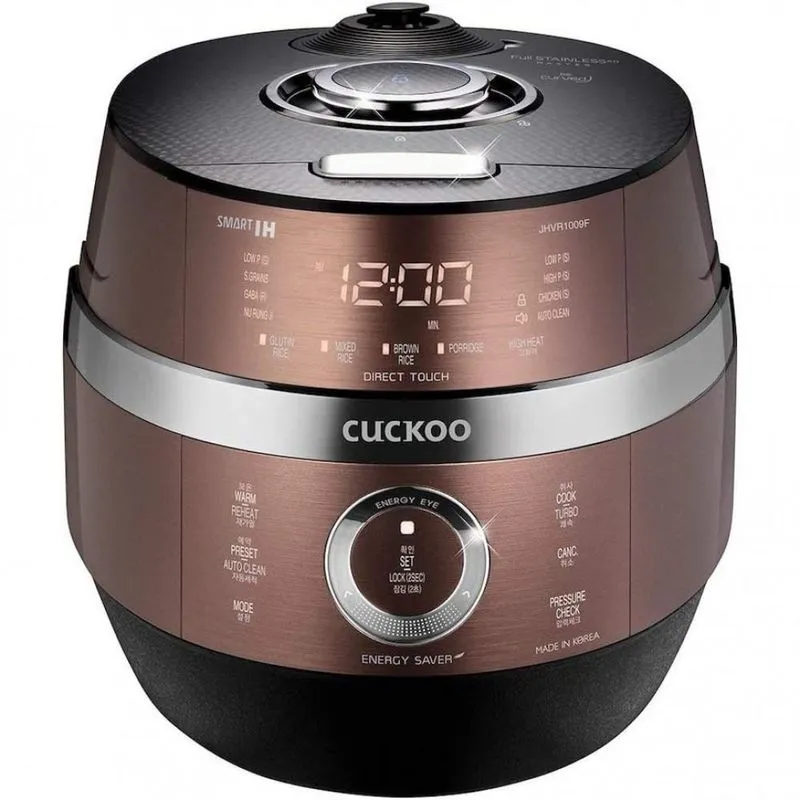 Cuckoo CRP-JHVR1009F Panela de arroz, Multifuncional e programável por indução elétrica, 10 xícaras, marrom