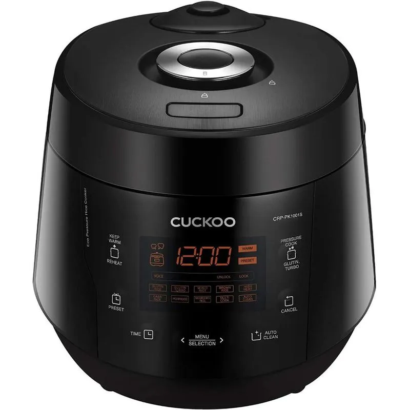 Cuckoo CRP-PK1001S Panela Elétrica de Arroz de Pressão Multifuncional e Programável, Panela Antiaderente, preta