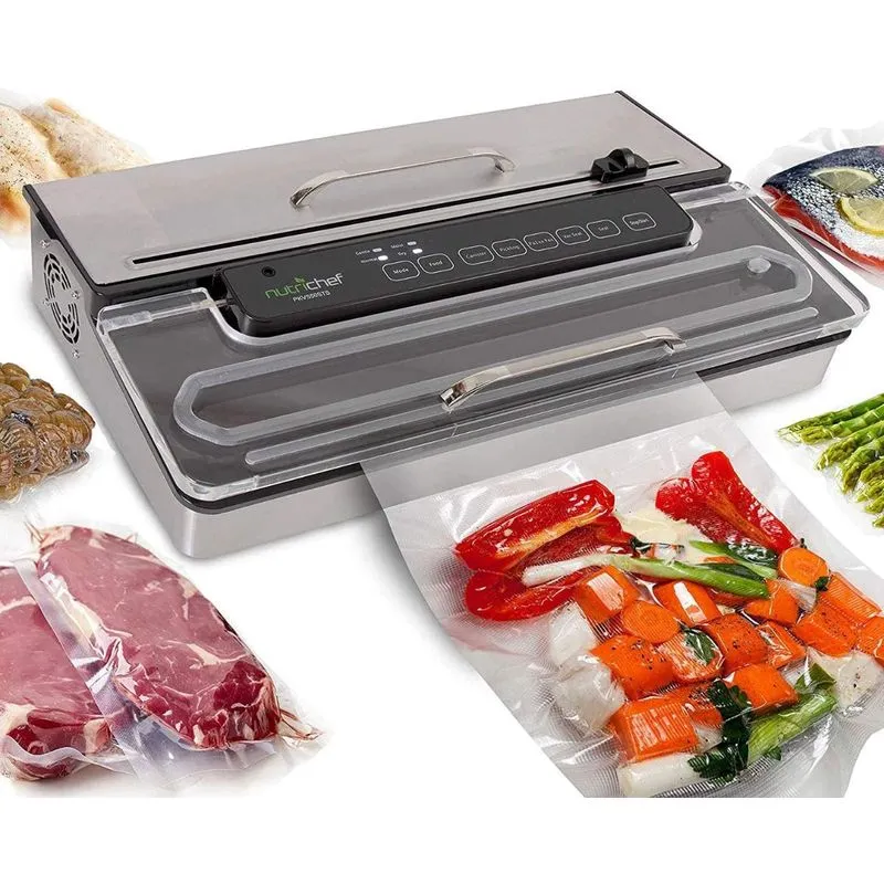 Seladora a Vácuo Nutrichef Comercial 400W Pistão Duplo SecosMolhados Cinza 110V