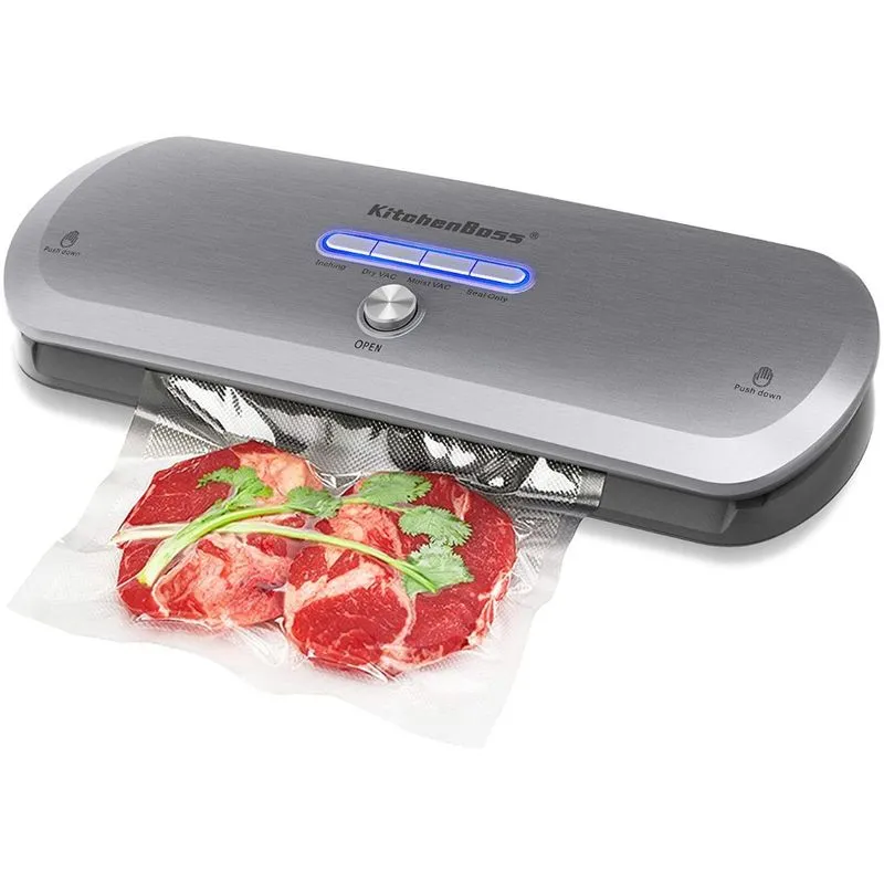 Seladora a Vácuo KitchenBoss Automática SecosÚmidos LED Aço Inox Prata 110V
