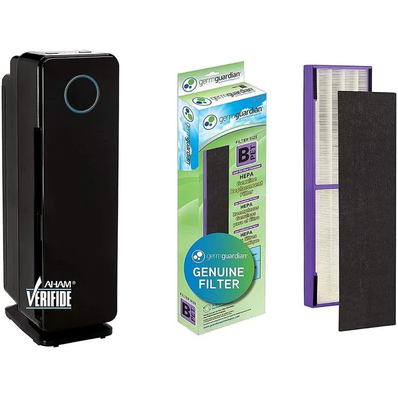 Germ Purificador de Ar com Filtro HEPA com Desinfetante UV de Bactérias Preto
