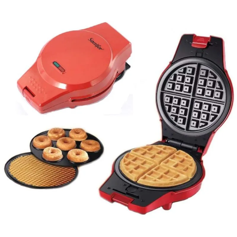 Sonifer 3 Em 1 Multifuncional 800 W Antiaderente Eletrico Sanduiche Waffle Rolos De Ovo Rosquinhas Prensa Com 3 Placas De Grelha Intercambiaveis