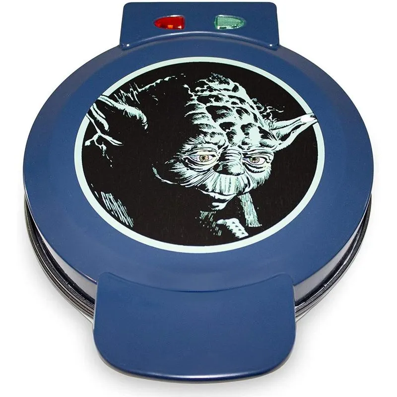 Máquina de Waffle Uncanny Brands Star Wars Yoda, Antiaderente, 110V/600W, Azul.