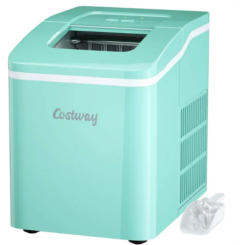 Máquina de Gelo COSTWAY Portátil 12kgDia 9 Cubos8min Verde Claro 110V