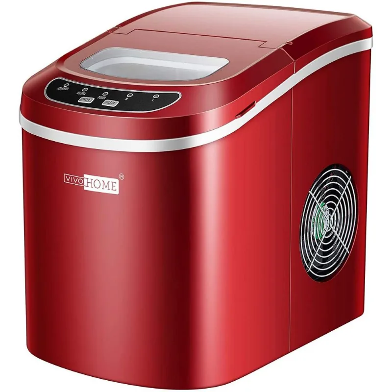 Máquina de Gelo VIVOHOME Portátil Produz 12kgDia 9 Cubos610min Vermelho 110V