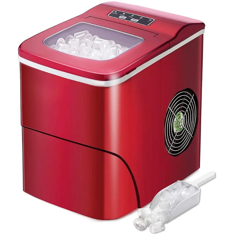 Máquina de Gelo AGLUCKY Portátil Produz 12kgDia 9 Cubos68 min Vermelho 110V