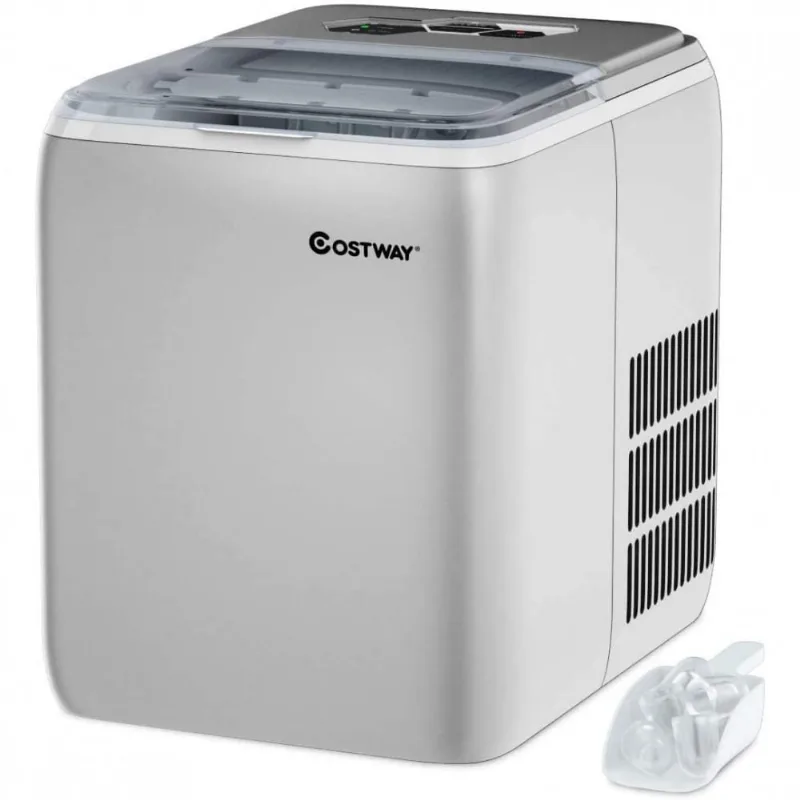 Máquina de Gelo COSTWAY Portátil Autolimpante Produz 20kgDia 12 Cubos8min Cinza 110V