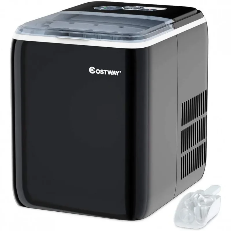 Máquina de Gelo COSTWAY Portátil Autolimpante Produz 20kgDia 12 Cubos8min Preto 110V