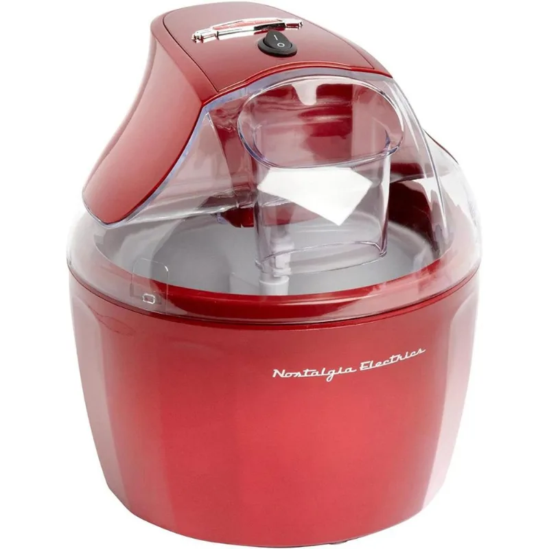 Máquina de Sorvete Sorveteira Nostalgia Aço Inoxidável 15 Litros Vermelha 110V