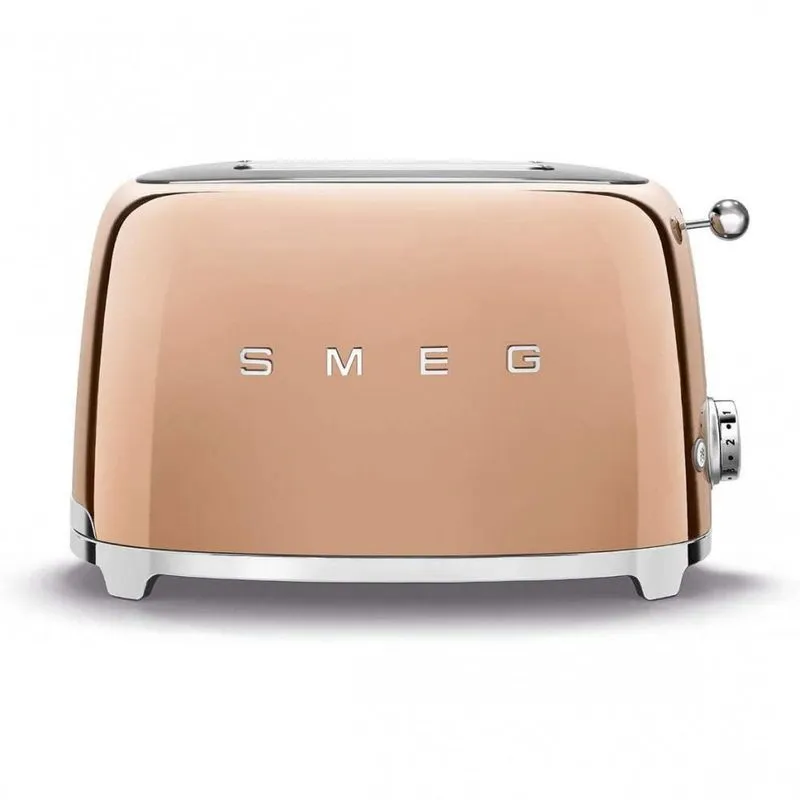 Torradeira Elétrica Smeg, 2 Fatias, Aço Inoxidável, Rose Dourado 110V