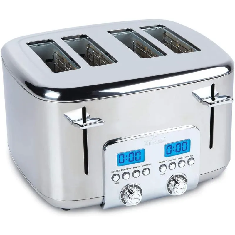 Torradeira Elétrica All-Clad TJ824D51, Aço Inoxidável, 4 Fatias, 6 Níveis Sombra, Prata 110V