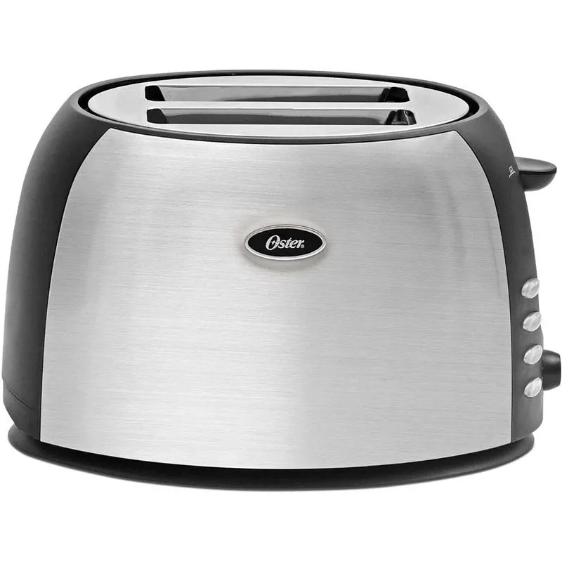 Torradeira Elétrica Oster, 2 Fatias, Aço Inoxidável, 7 Configurações, Prata/Preto 110V