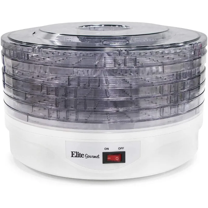 Elite Gourmet Desidratador de Alimentos com 5 Bandejas 250W/110V, Branco.