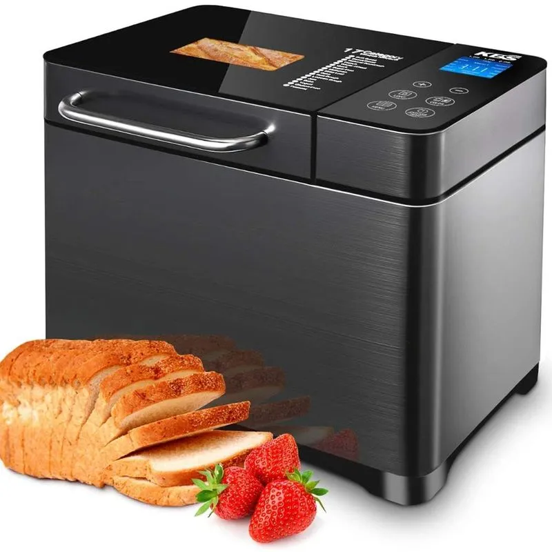 Panificadora Automática KBS Pro Aço Inoxidável Pão XL, 17 em 1, 3 Tamanhos/ 3 Cores (Pão), Preto 110V