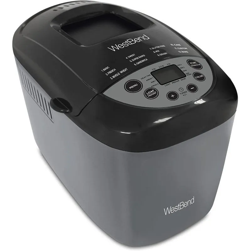 Panificadora Automática West Bend, Lâmina Dupla, 12 em 1, 3 Cores, Cinza 110V