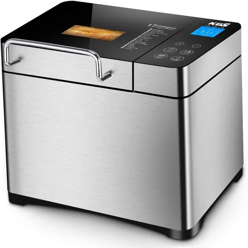 Panificadora Automática KBS, Aço Inoxidável 19 Menus, 3 Ttamanhos/3 Cores (Pão) Prata 110V