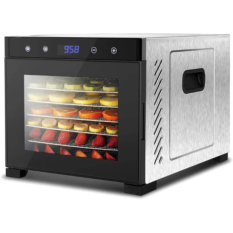 NutriChef Desidratador de Alimentos 600W, 6 Bandejas Cronômetro Digital Preto 110v