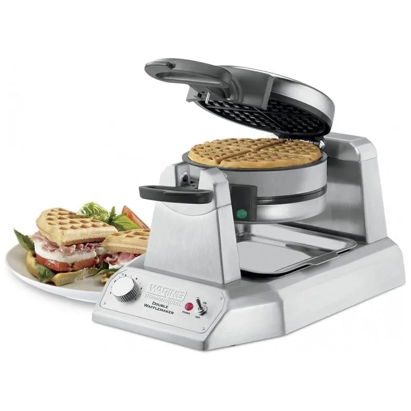 Máquina De Waffle Profissional Waring Commercial Wwd200, Duplo Waffle, Aço Inoxidável, Prata 110v