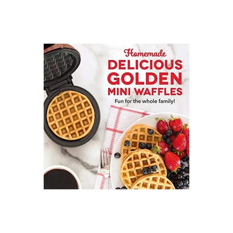 Máquina de Waffle Dash DMW001CU Mini, 1 Fatia, Aço Inoxidável, Marrom Claro 110V
