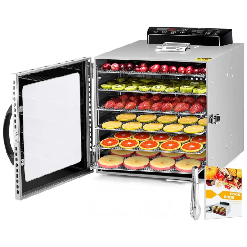 Desidratador De Alimentos Vvinrc, 6 Bandejas, Timer Digital, Prata E Preto 110v