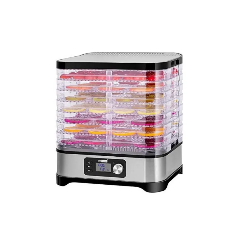 Desidratador de Alimentos VIVOHOME, 8 Bandejas, Timer Digital, Prata e Transparente 110V