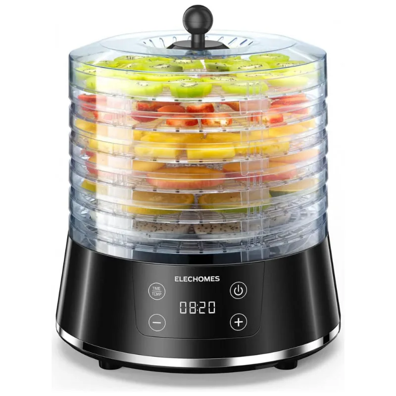 Desidratador De Alimentos Elechomes, 6 Bandejas, Digital, Preto E Transparente 110v