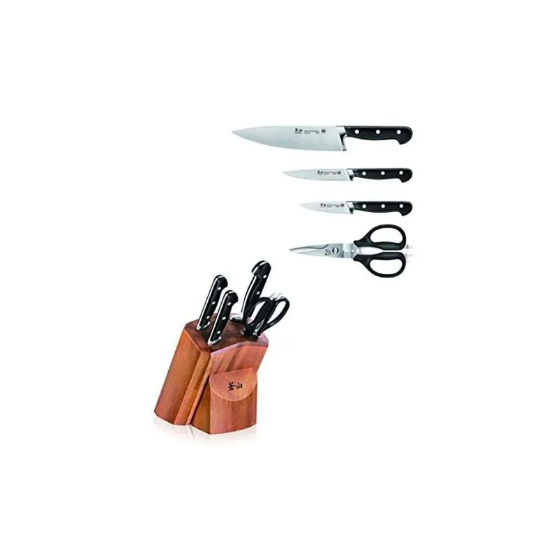 Conjunto de Facas Cangshan V2 Series 1022520, Em Aço, 5 Peças, Acácia