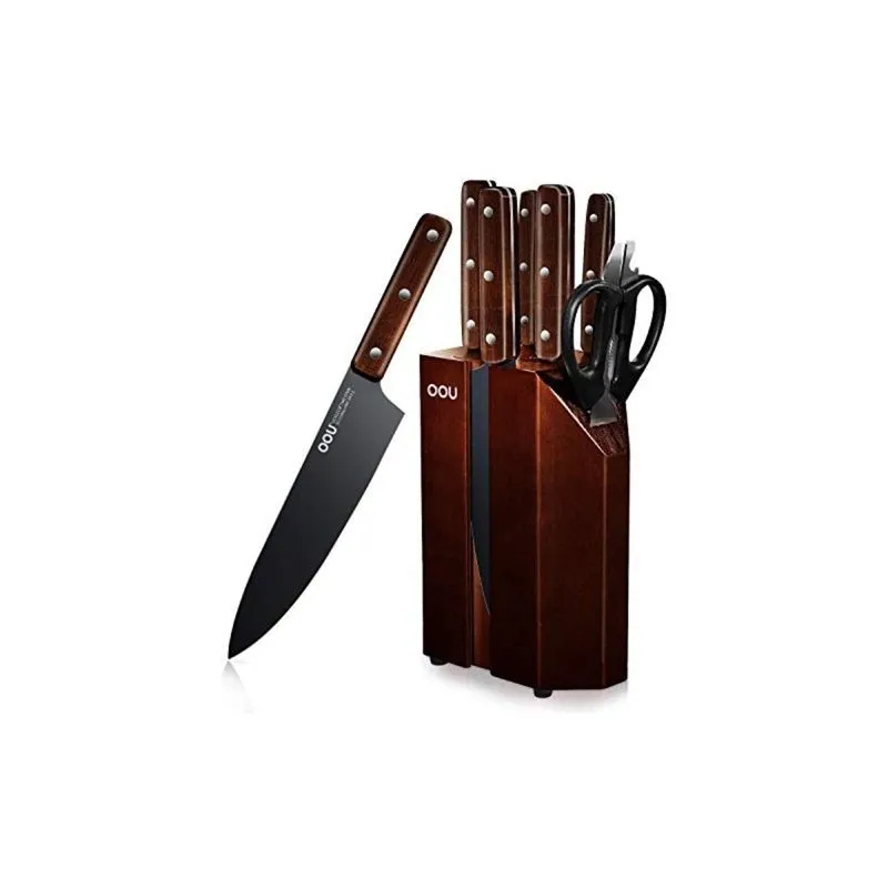 Conjunto de Facas OOU! UC4120, 8 Peças, Em Aço Inoxidável, Marrom Escuro