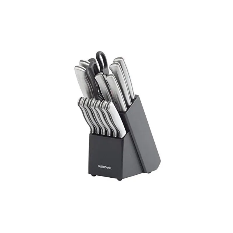 Conjunto de Facas Farberware 5152497 , Em Aço Inoxidável, 15 Peças, Prata e Preto
