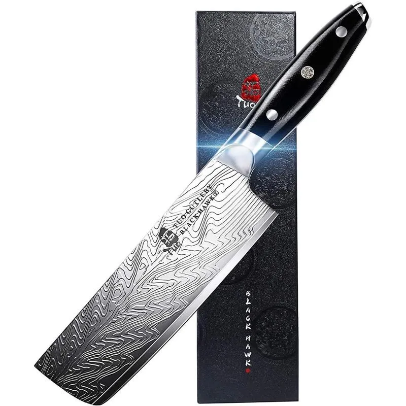 Faca de Chef TUO Black HawkS Kiritsuke Cutelo Aço Inoxidável Preto