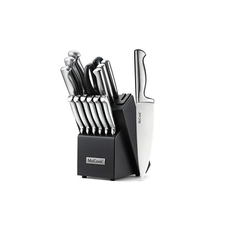 Conjunto de Facas McCook MC21, 14 Peças, Aço Inoxidável, Prata e Preto