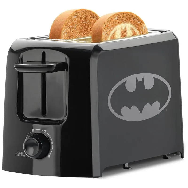 Torradeira Elétrica Batman, Com 2 Fatias, Imprimi O Logotipo Do Batman Em Cada Fatia, Preto 110v