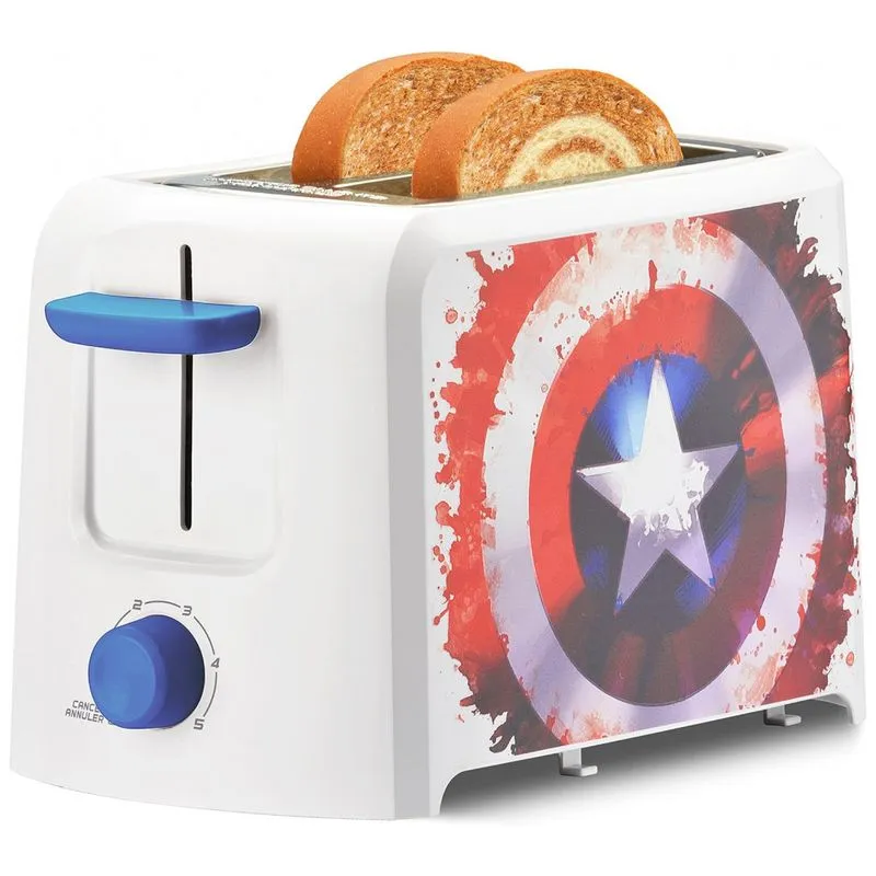 Torradeira Elétrica Marvel 2 Capitão América Escudo, 2 Fatias, Branco 110v