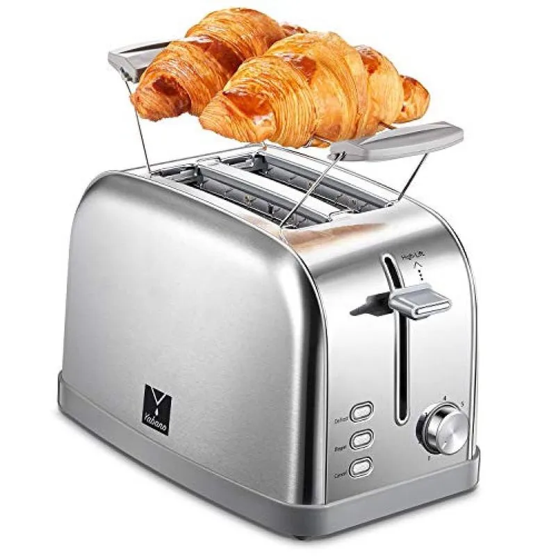 Torradeira Elétrica, 2 Fatias, Com 7 Configurações de Sombra Para Pão e Rack de Aquecimento, Prata 110V