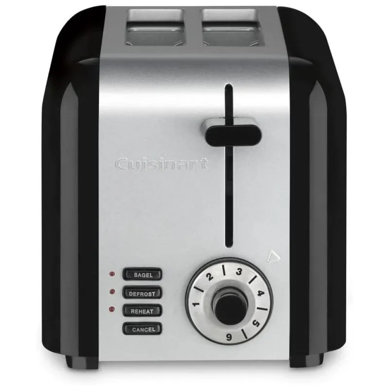 Torradeira Elétrica Cuisinart Cpt-320, Compacta Em Inox, 2 Fatias, Preto 110v