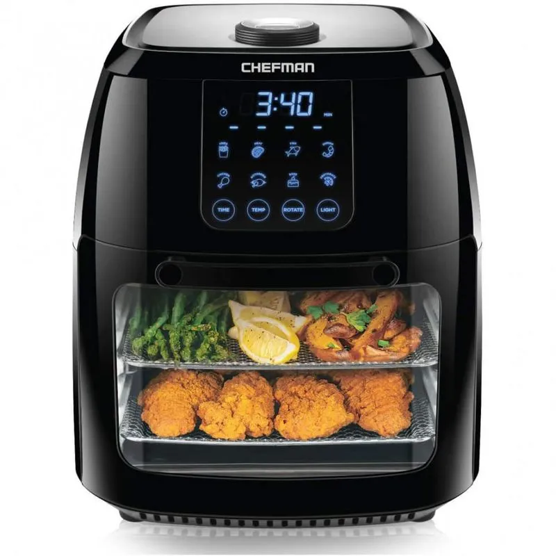 Chefman Fritadeira Elétrica AirFryer 6L com Painel Digital, 110V/1700W, Preta.