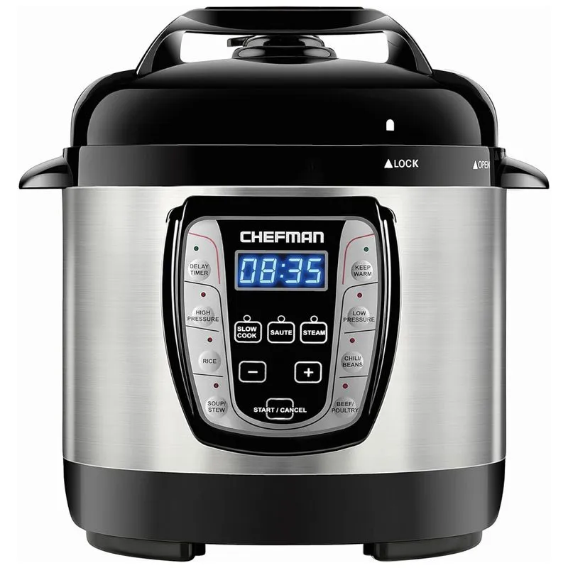 Panela De Pressao Eletrica 2,5 ., 9 Em 1, Aco Inoxidavel, Com, 110v, Chefman 2.5 Qt. Electric Multicooker,, Preto